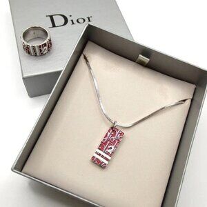 Authentic Christian Dior Trotter Necklace & Ring Set metal [Used]
